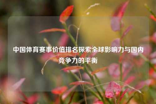 中国体育赛事价值排名探索全球影响力与国内竞争力的平衡