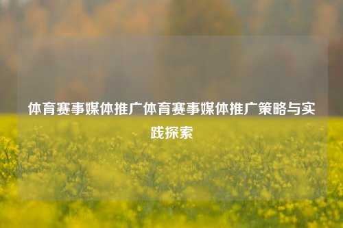 体育赛事媒体推广体育赛事媒体推广策略与实践探索