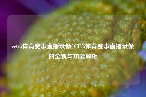 cctv5体育赛事直播录像CCTV5体育赛事直播录像的全貌与功能解析