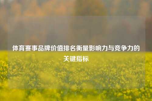 体育赛事品牌价值排名衡量影响力与竞争力的关键指标