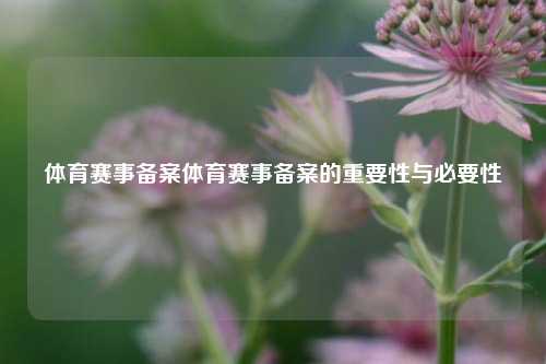 体育赛事备案体育赛事备案的重要性与必要性