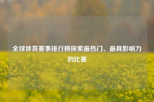 全球体育赛事排行榜探索最热门、最具影响力的比赛