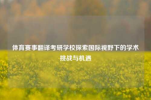体育赛事翻译考研学校探索国际视野下的学术挑战与机遇