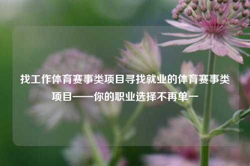 找工作体育赛事类项目寻找就业的体育赛事类项目——你的职业选择不再单一