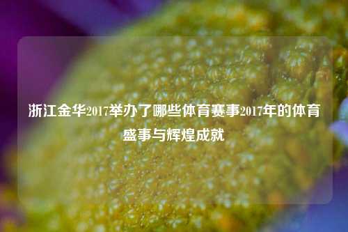 浙江金华2017举办了哪些体育赛事2017年的体育盛事与辉煌成就