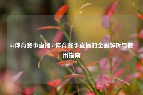 57体育赛事直播57体育赛事直播的全面解析与使用指南