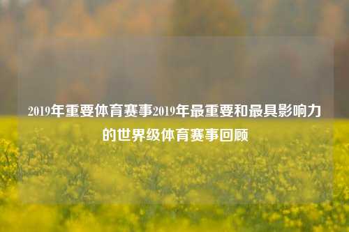 2019年重要体育赛事2019年最重要和最具影响力的世界级体育赛事回顾