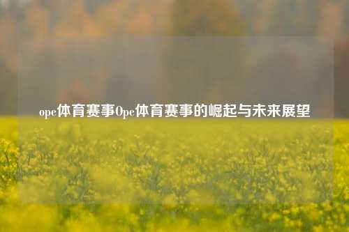 ope体育赛事Ope体育赛事的崛起与未来展望