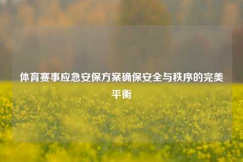 体育赛事应急安保方案确保安全与秩序的完美平衡