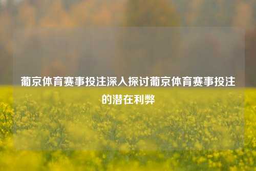 葡京体育赛事投注深入探讨葡京体育赛事投注的潜在利弊