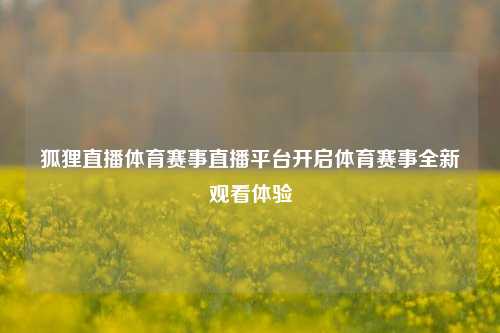 狐狸直播体育赛事直播平台开启体育赛事全新观看体验