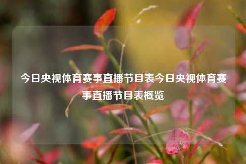 今日央视体育赛事直播节目表今日央视体育赛事直播节目表概览